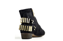 Load image into Gallery viewer, FURY LO ANKLE BOOTS PONY BLACK GOLD REAR