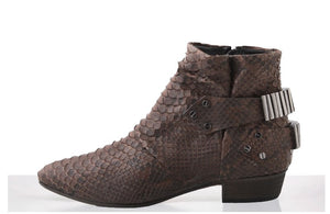 FURY LO ANKLE BOOTS PYTHON MATTE BROWN SIDE