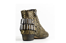 Load image into Gallery viewer, FURY LO ANKLE BOOTS PYTHON GOLD REAR