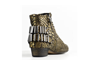 FURY LO ANKLE BOOTS PYTHON GOLD REAR