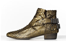 Load image into Gallery viewer, FURY LO ANKLE BOOTS PYTHON GOLD SIDE
