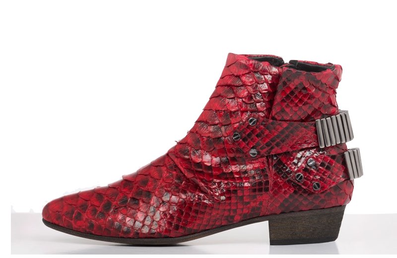 Mens red 2025 snakeskin boots