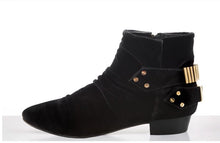 Load image into Gallery viewer, FURY LO ANKLE BOOTS VELVET BLACK SIDE