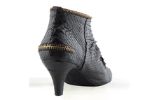 Load image into Gallery viewer, FURY SIG MID HEEL ANKLE BOOTS PYTHON BLACK REAR